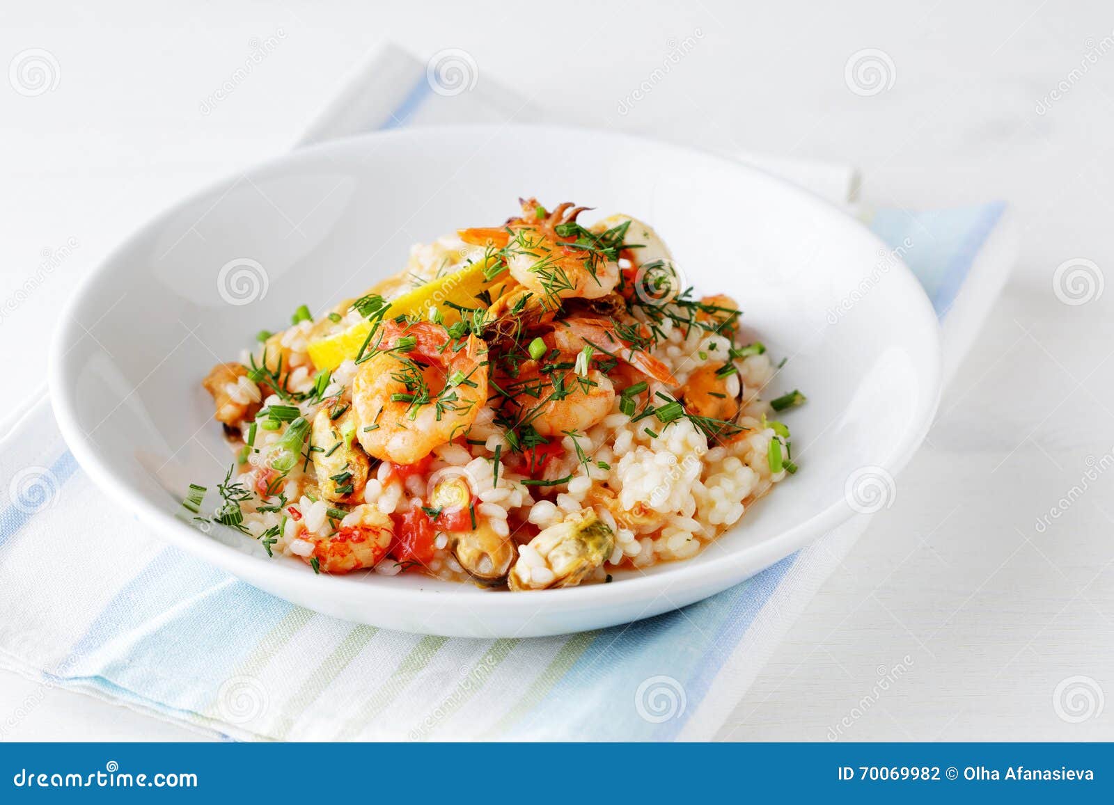 Risotto Italiano Con Los Mariscos Foto de archivo Imagen de arroz