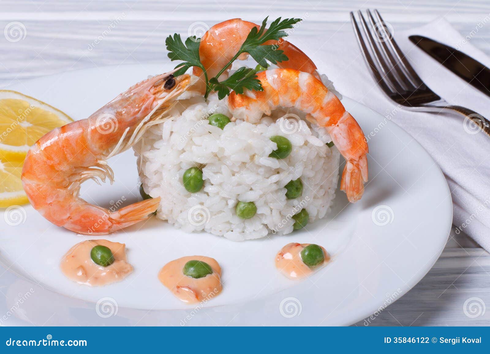 Risotto with prawns stock photo. Image of plate, restaurant 35846122