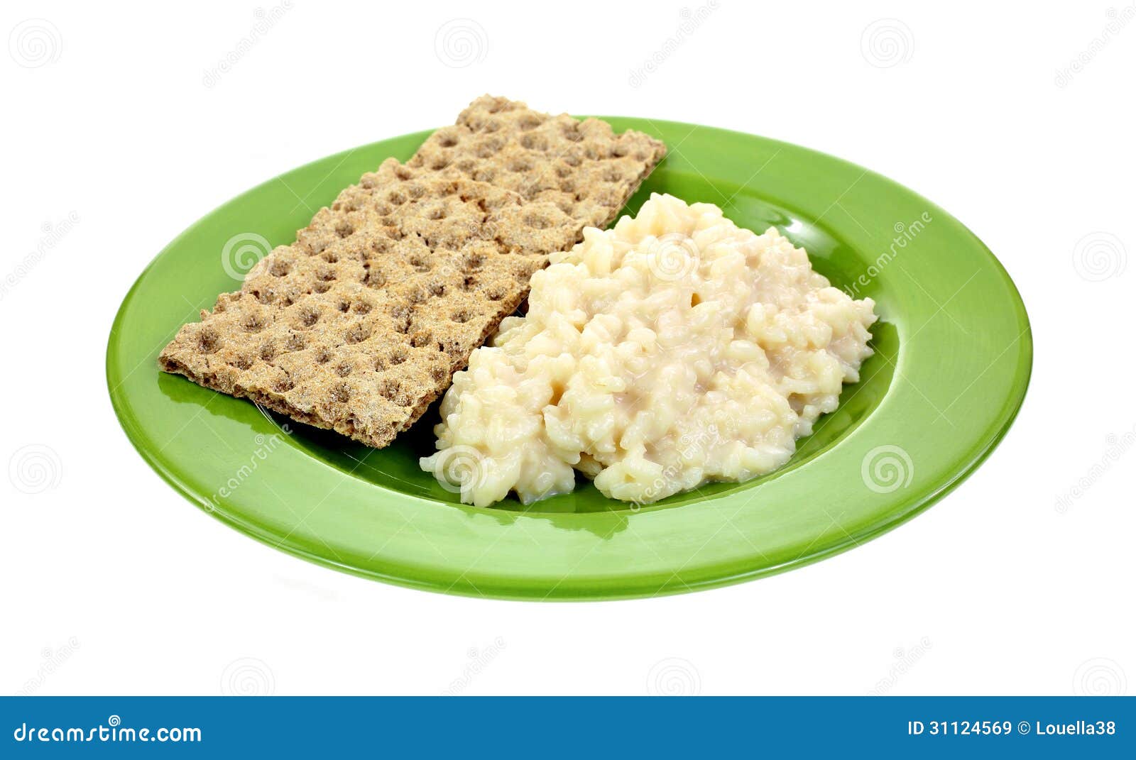 Risotto Rice Cheese Sauce Crispbread Plate Stock Image Image of green