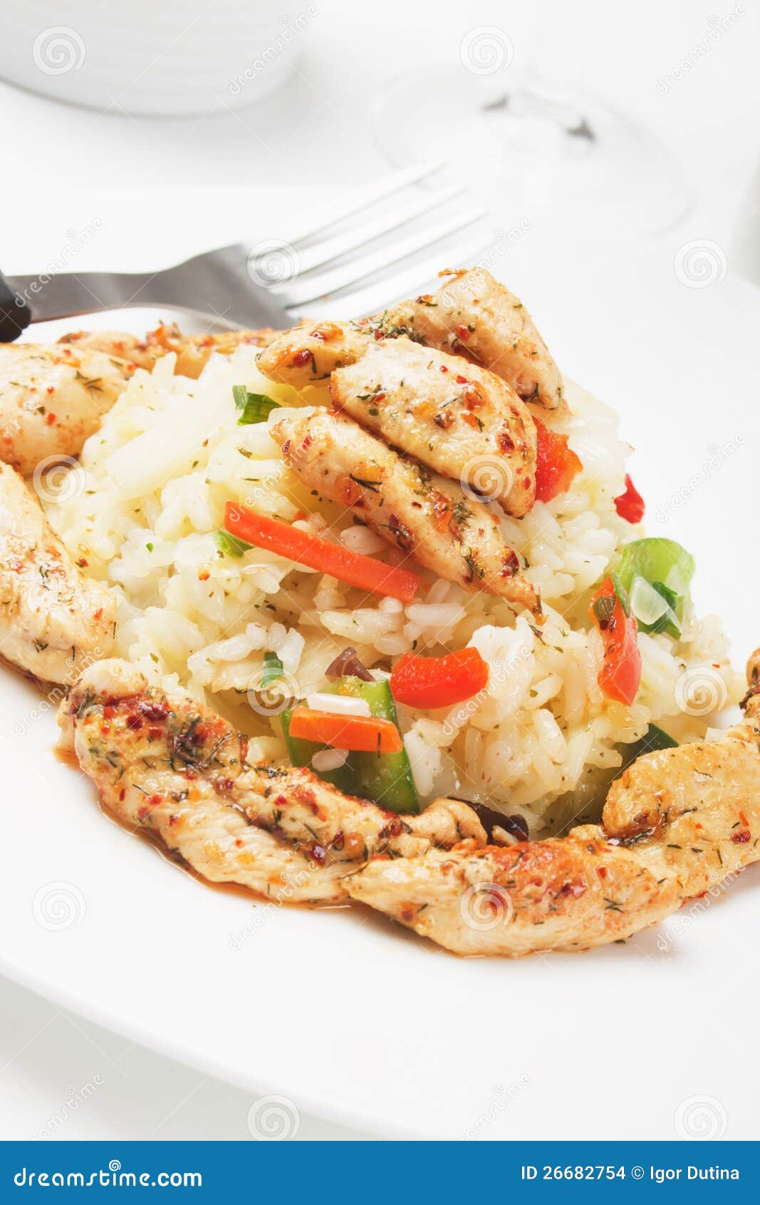 Risotto with Spicy Chicken and Vegetables Stock Photo Image of