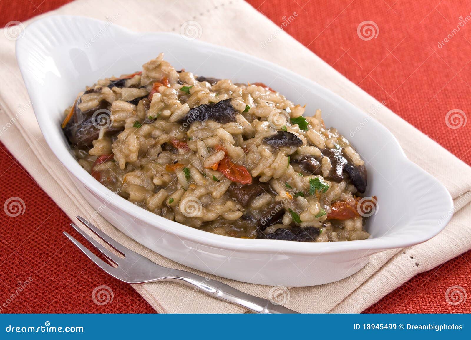 Risotto with Tomatoes and Mushrooms Stock Image Image of parmesan