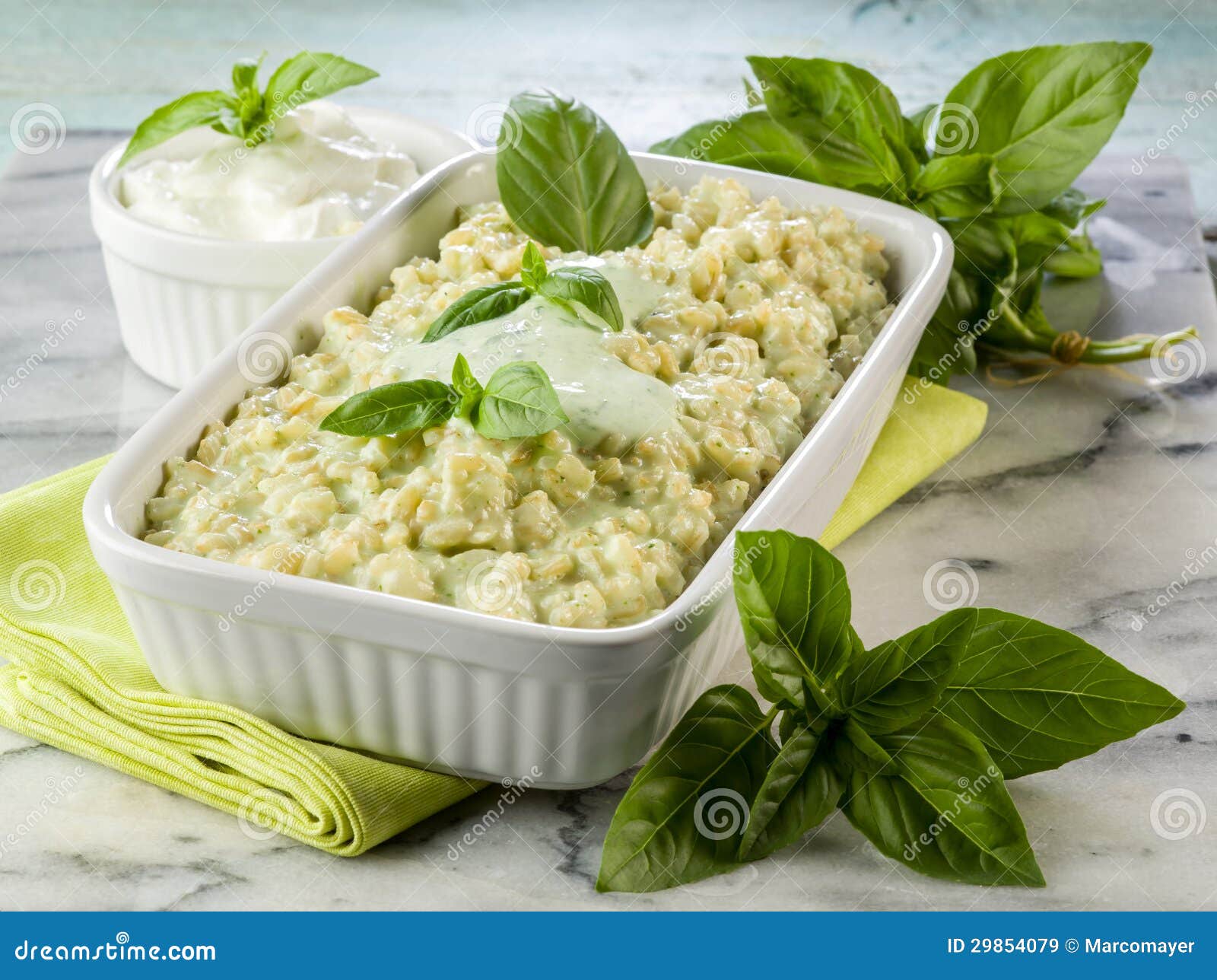 Risotto with Yogurt and Basil Stock Image Image of marble, food 29854079