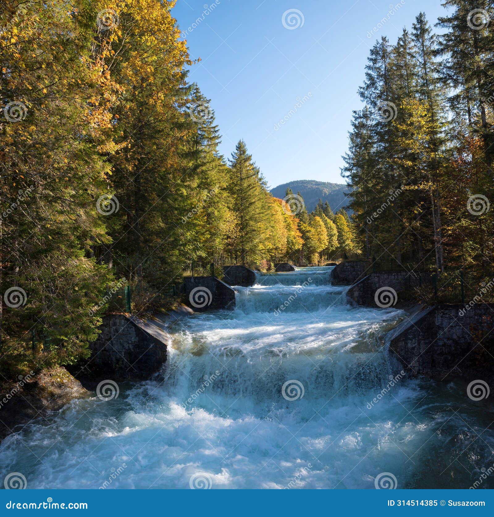 rissbachstollen, affluent stream of lake walchensee, with cascades