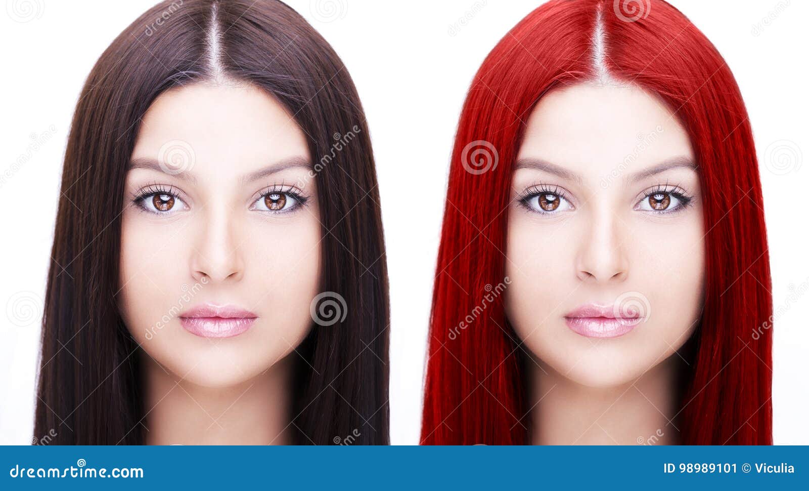 Tintura Capelli Dopo Intervento Chirurgico Alla Testa Ritratto Comparativo Della Donna Prima E Dopo I Capelli Di Tintura