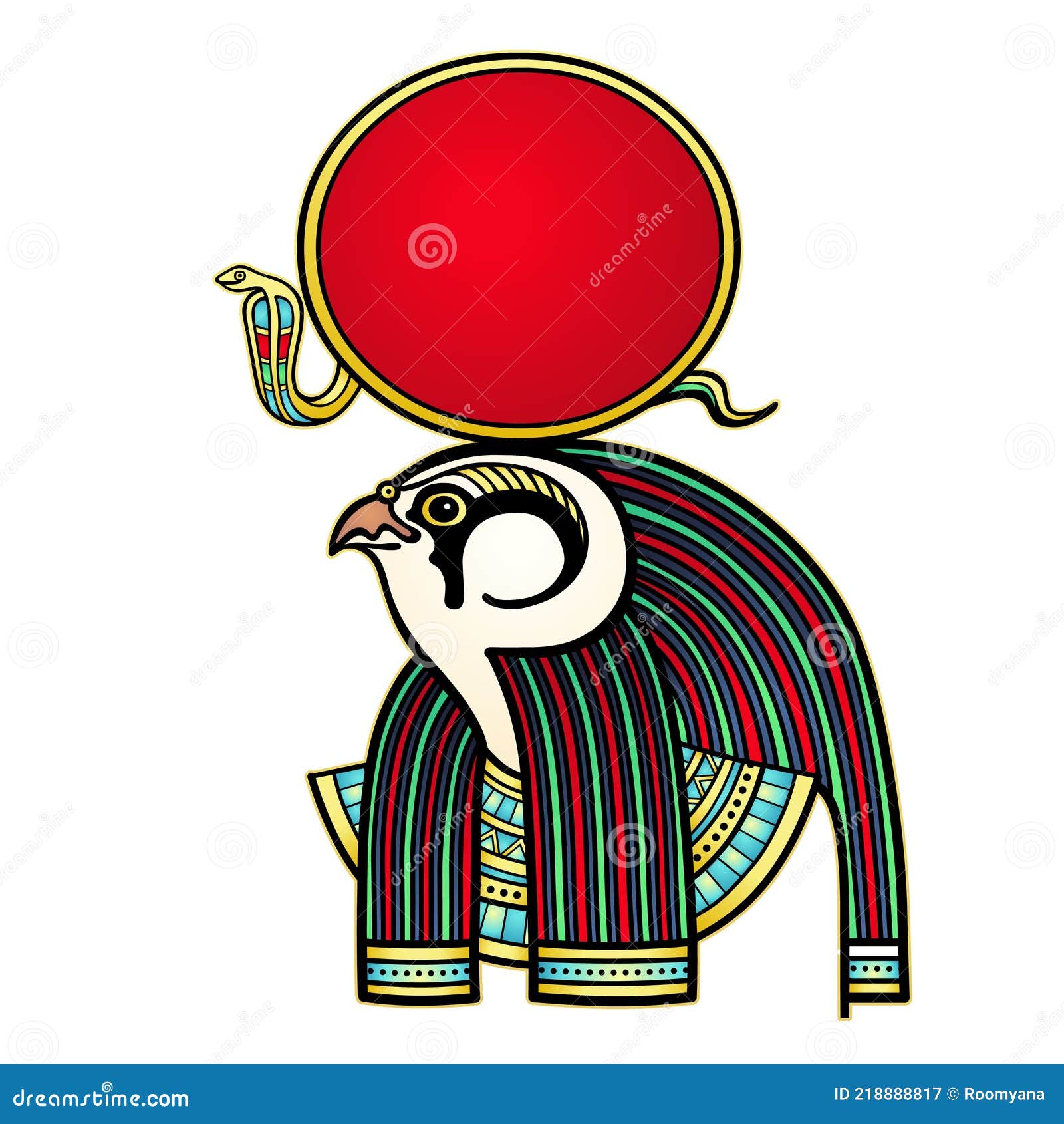 Ritratto Di Animazione a Colori Dell'antica Dio Egiziana Ra. Divinità Del  Sole Con La Testa Di Un Uccello. Visualizzazione Profilo Illustrazione  Vettoriale - Illustrazione di testa, carattere: 218888817