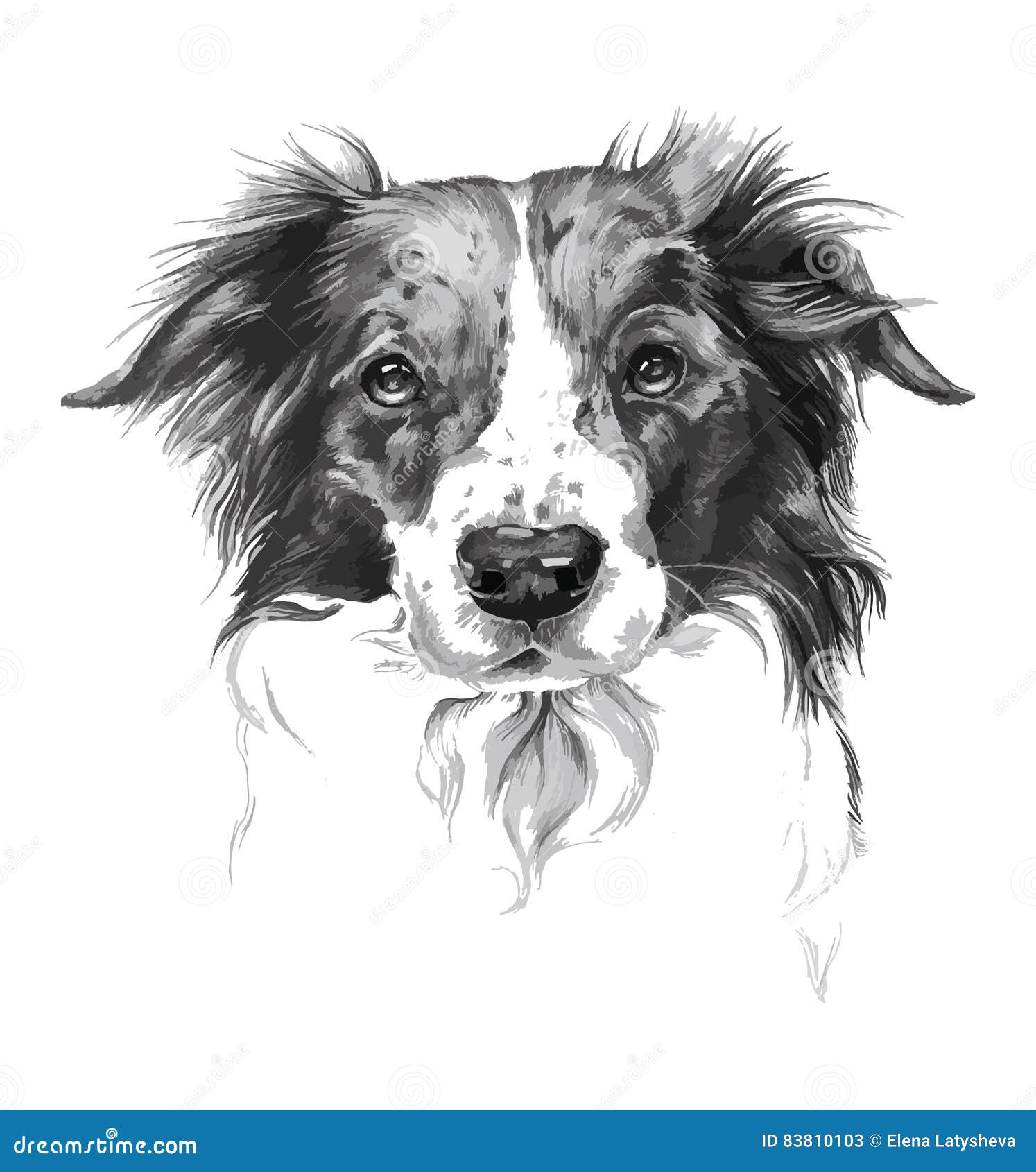 Ritratto Di Arte Del Cane In Bianco E Nero Illustrazione