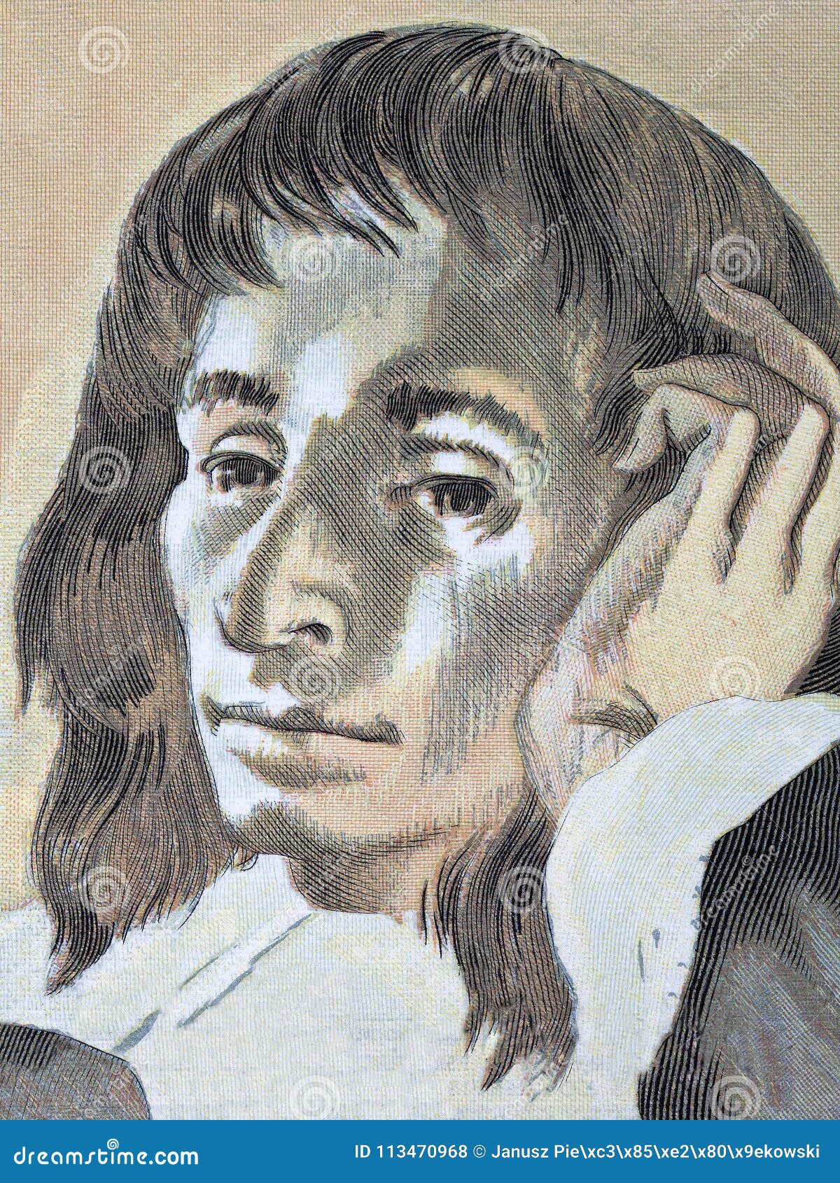 Ritratto di Blaise Pascal da soldi francesi