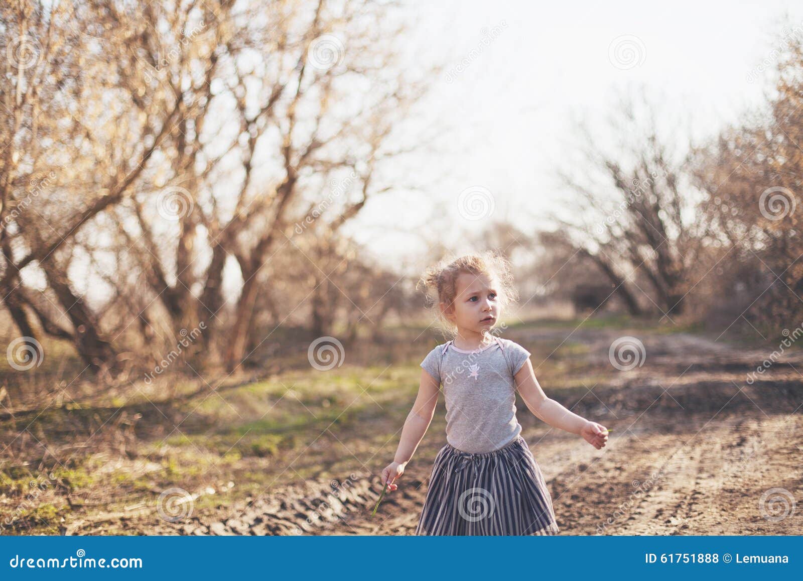 Sognare Una Bambina Che Cammina Ritratto Di Una Bambina Che Cammina Nel Campo Fotografia Stock