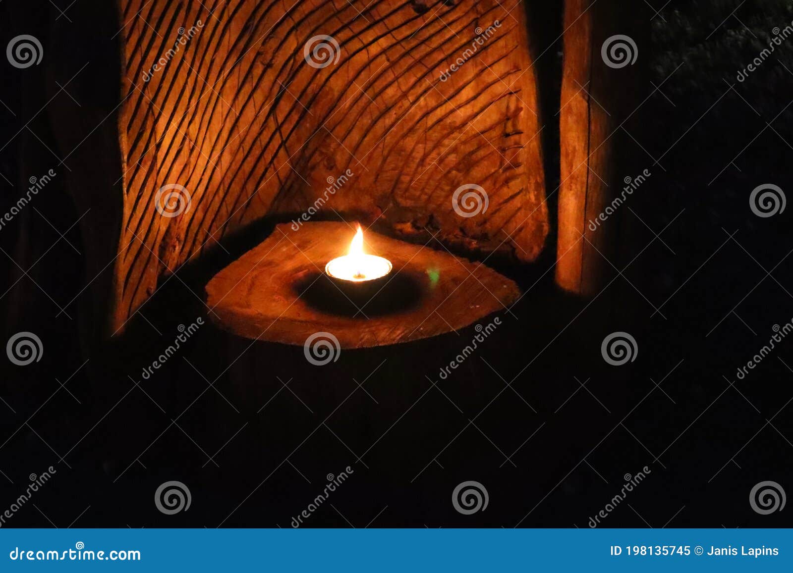 Ritual Place at Night with a Candle Stock Image Image of night, mood