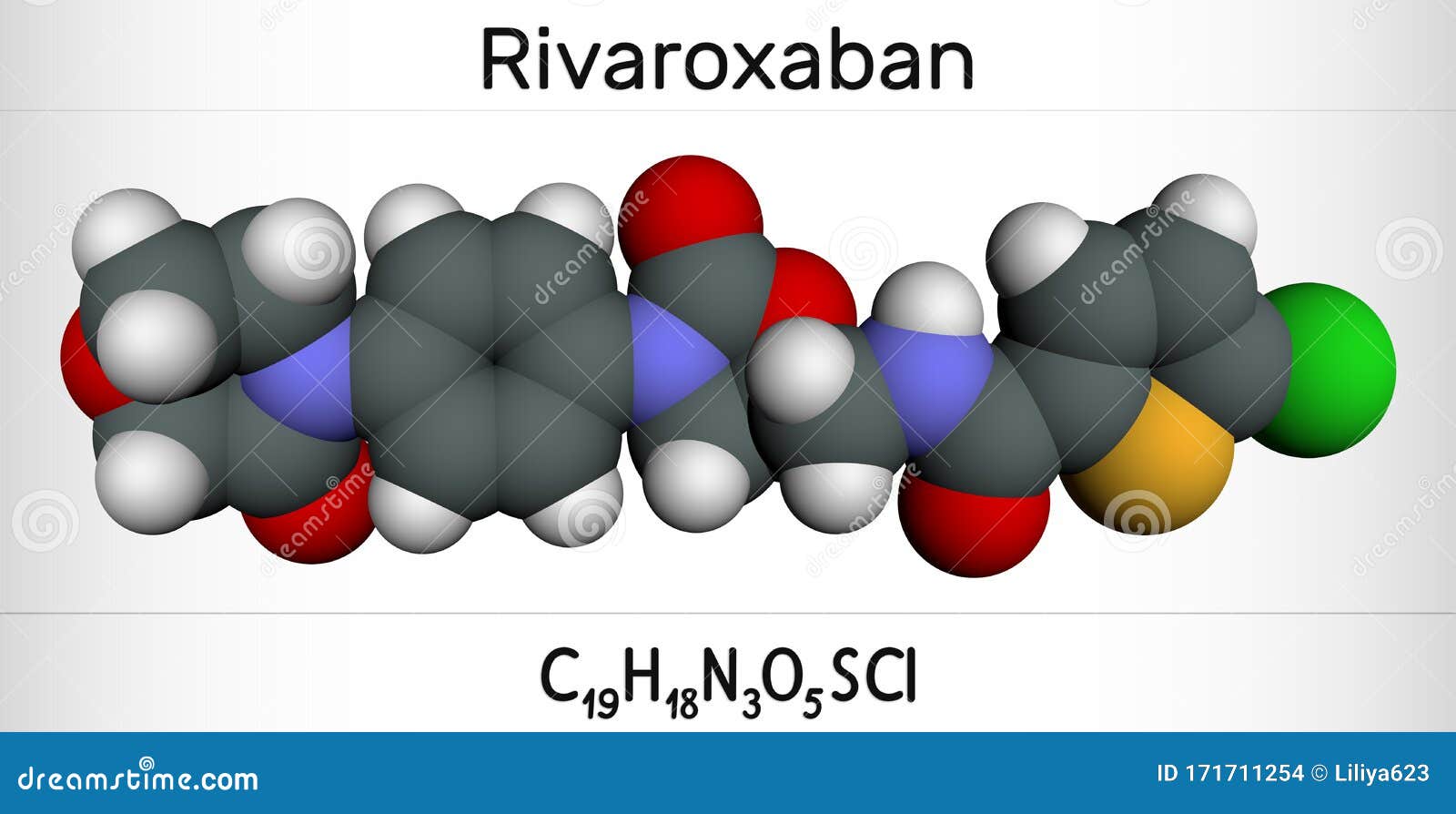 Rivaroxaban Molecule. it is an Anticoagulant and the Orally Active