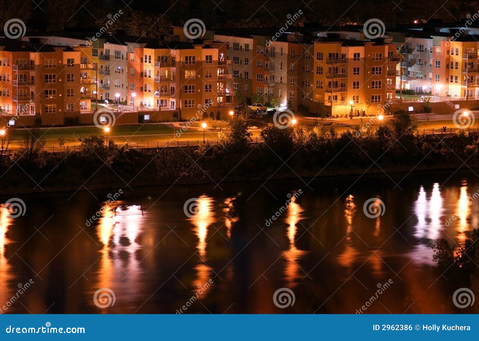 River Apartments stock photo. Image of outdoors, night 2962386