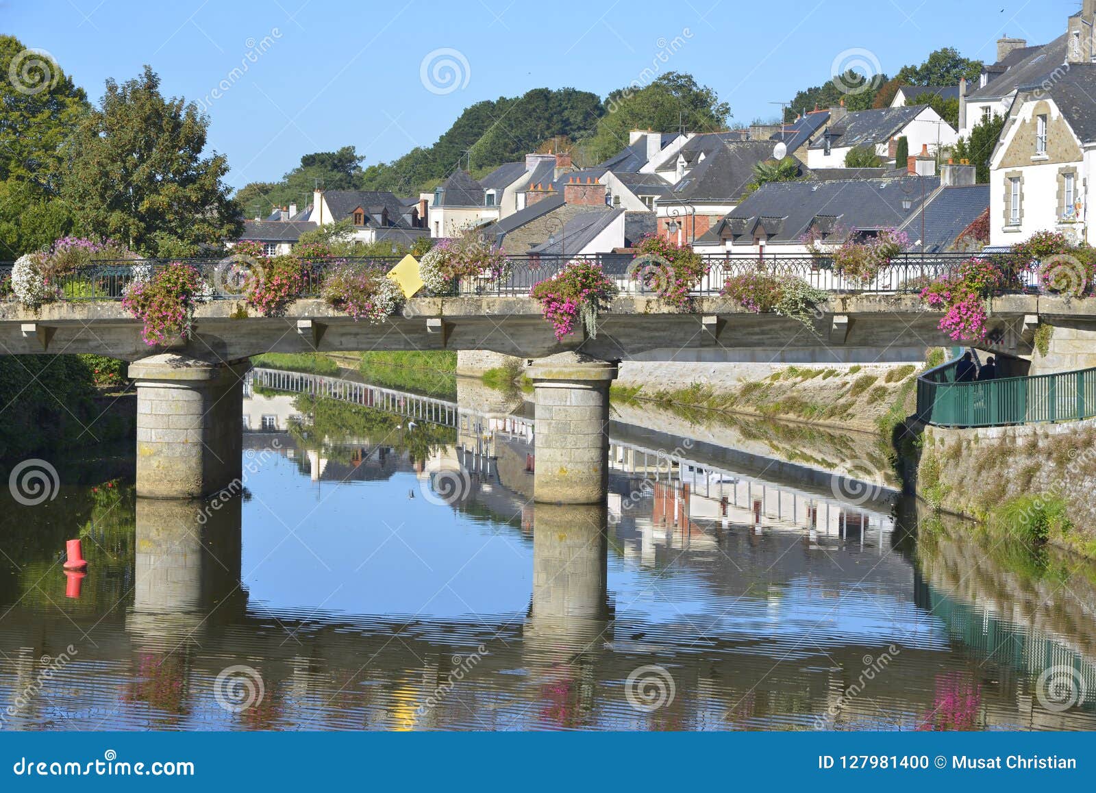 river and bridge at josselin in france