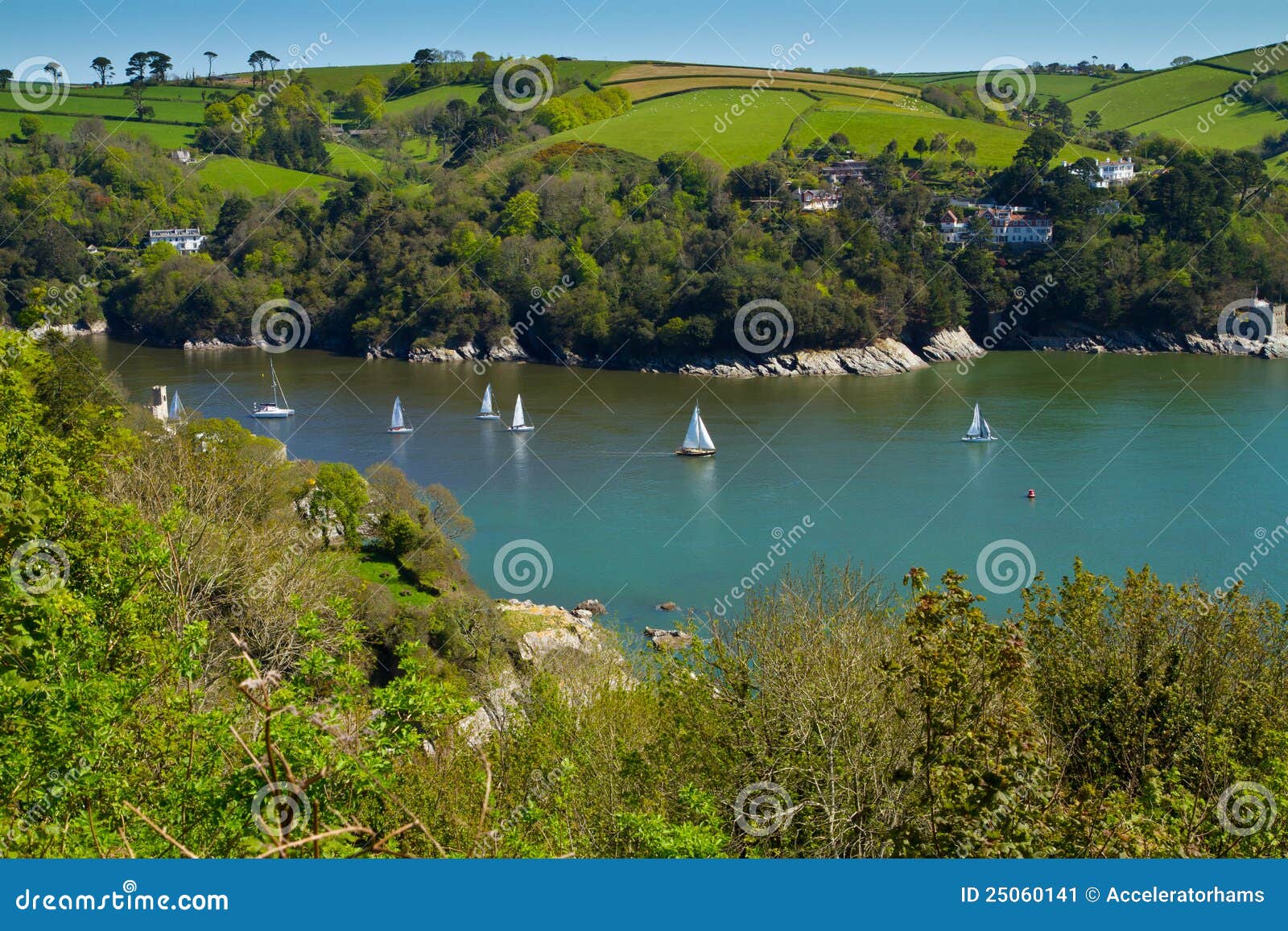 The River Dart Near Dartmouth and the Devon Coast Stock Image - Image