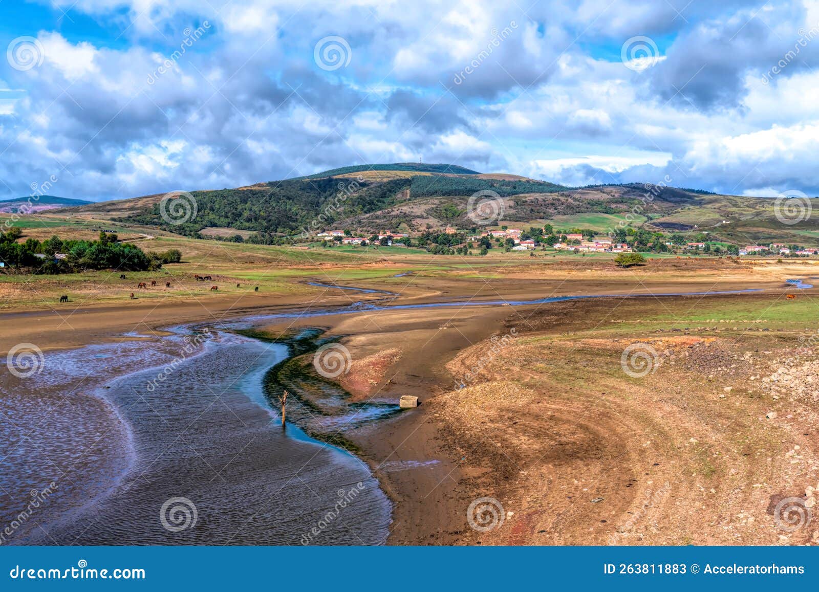 river ebro and spanish countryside with green fields and hills cantabria, spain