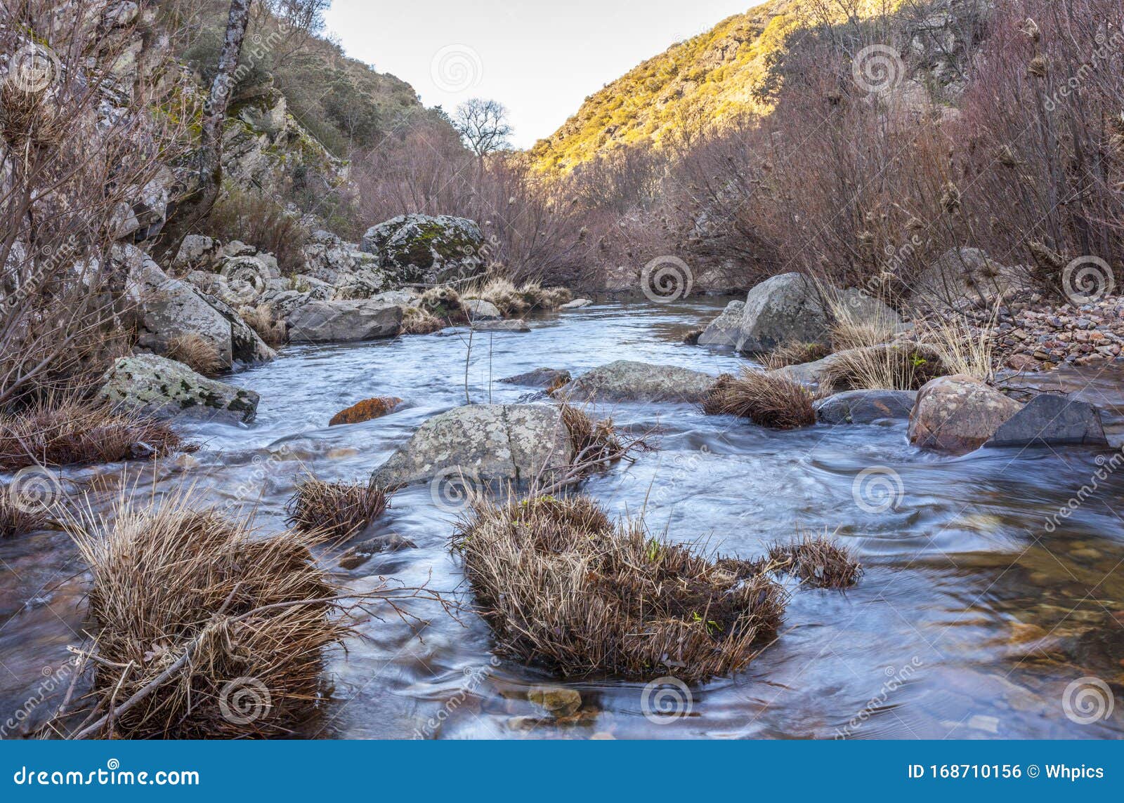 river estena flowing in winter. national park of cabaneros, spain