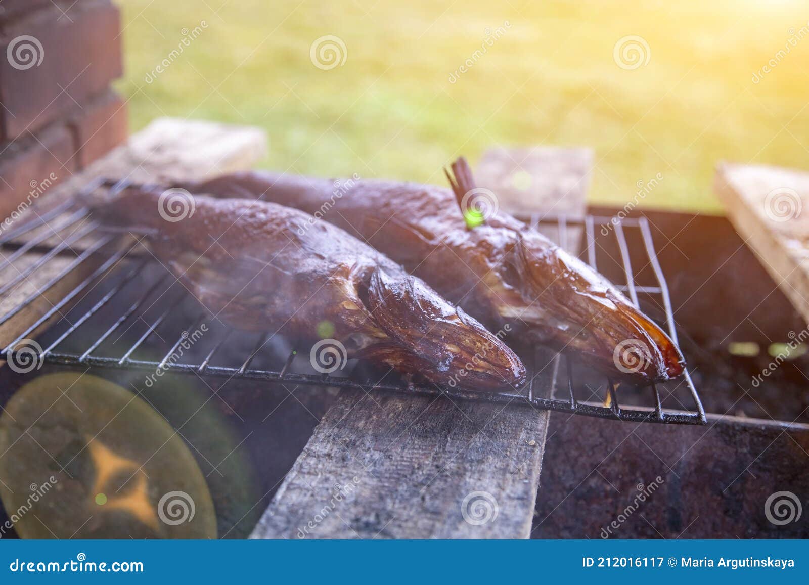 River Fish Smoked on the Grill. Artistic Focus Stock Image Image of delicious, heat 212016117