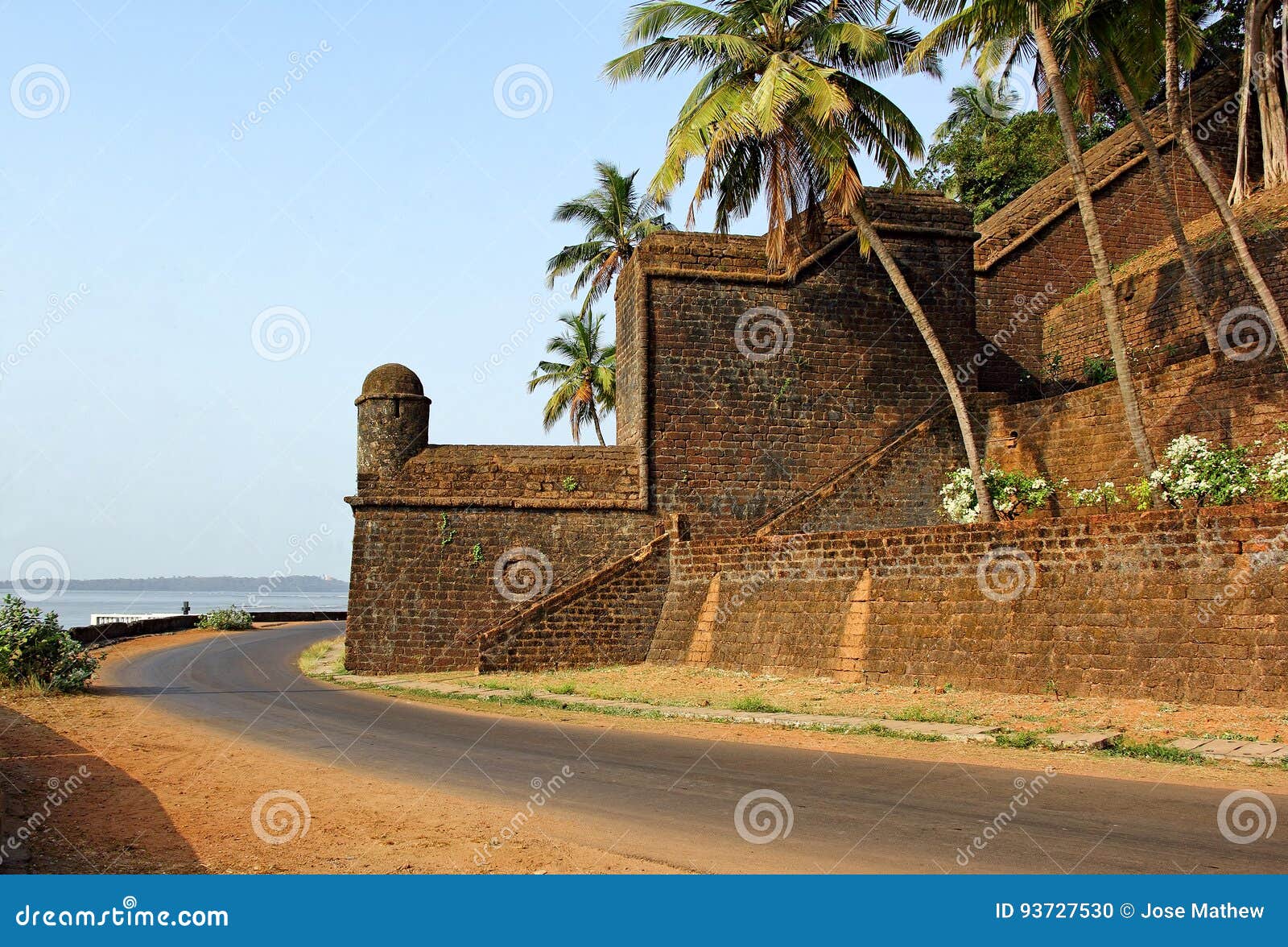 river front of reis magos fort in goa