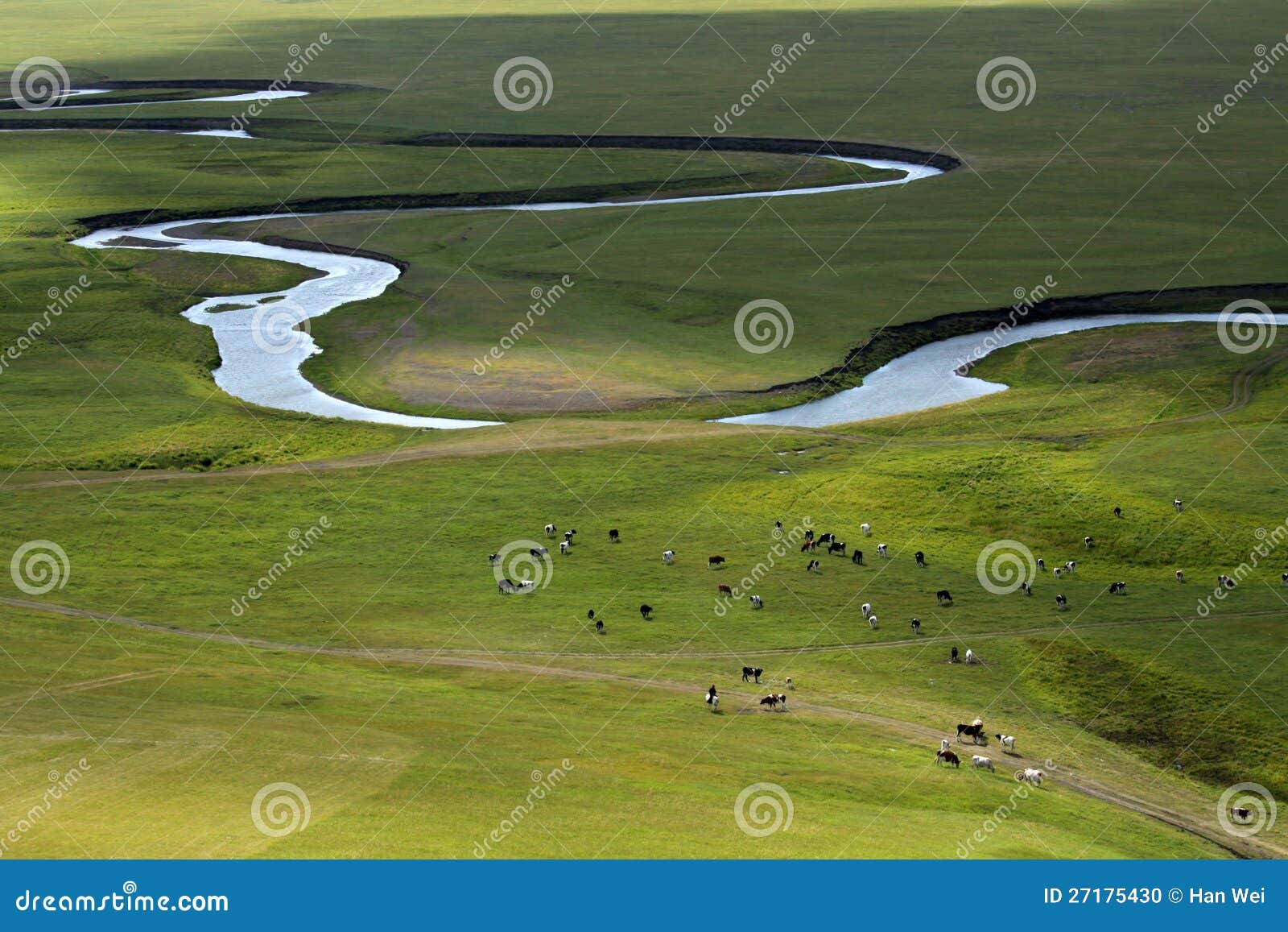 River on the grassland stock photo. Image of wild, mongolia 27175430