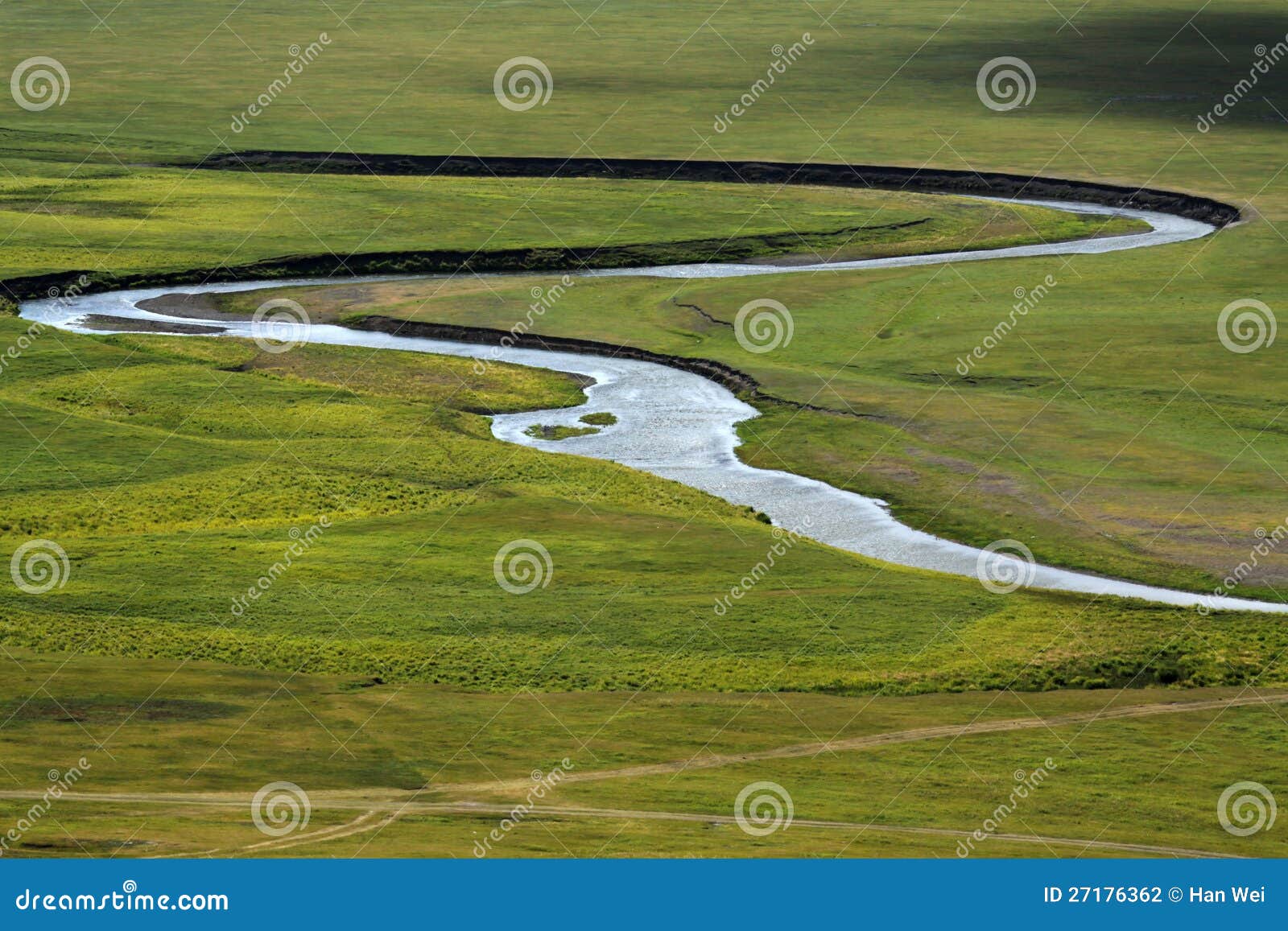 River on the grassland stock photo. Image of wild, wind 27176362