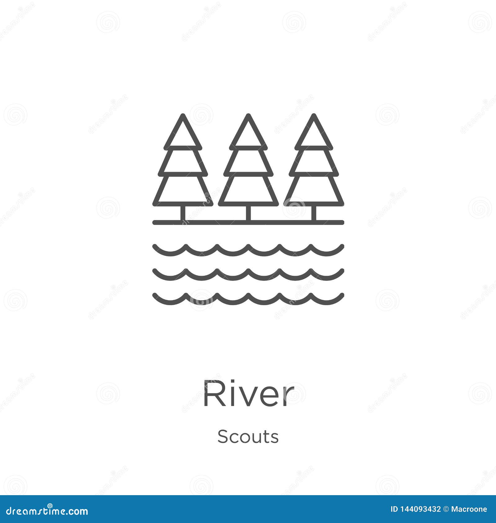 river icon  from scouts collection. thin line river outline icon  . outline, thin line river icon for