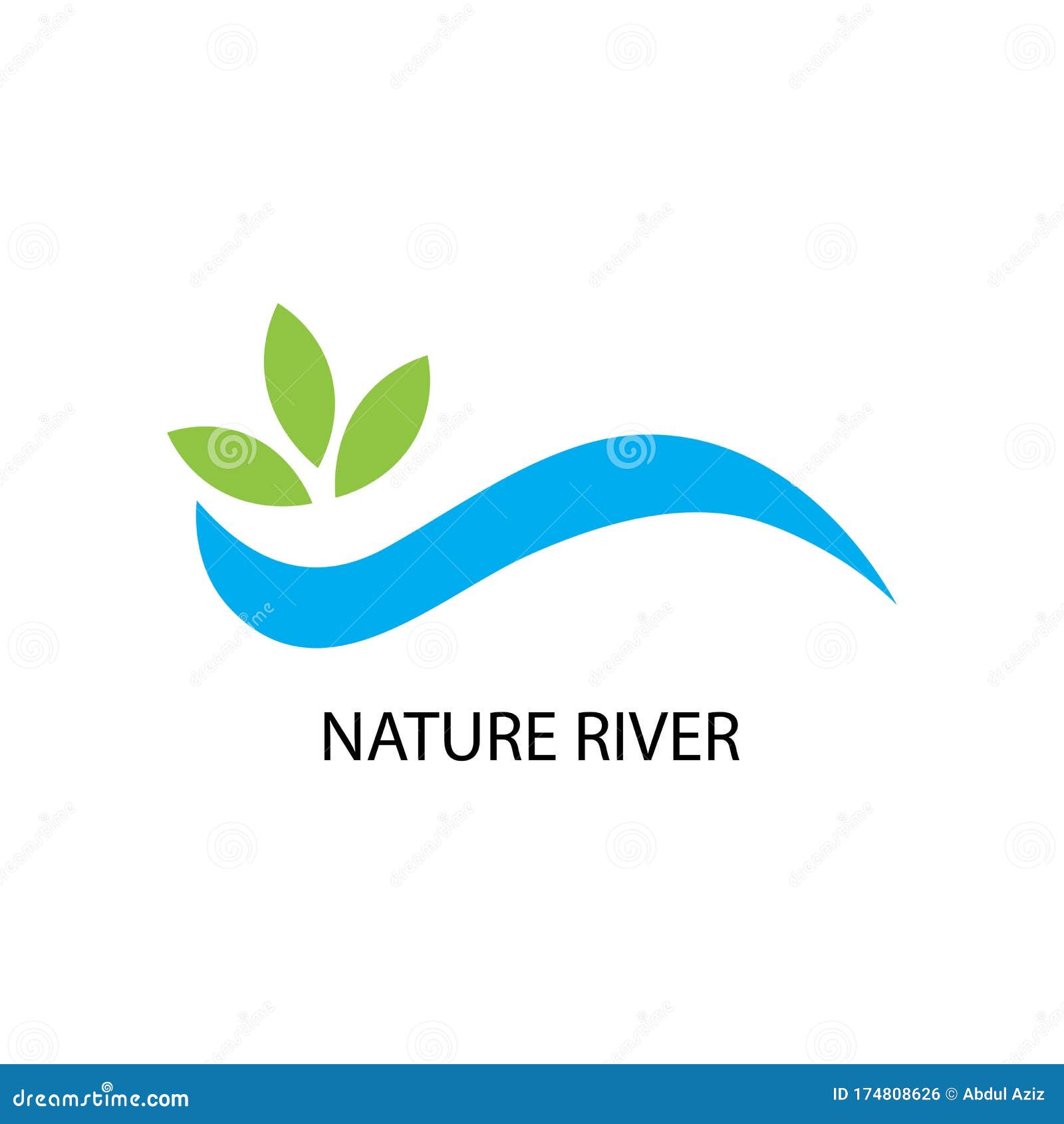 River and Leaf Illustration Vector Design Stock Vector Illustration
