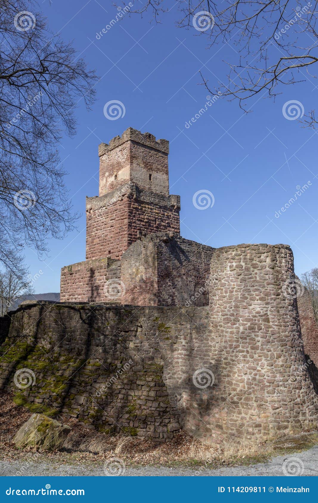 The Freudenberg Castle Ruins And Watchtower In The Swiss Alps Near Bad