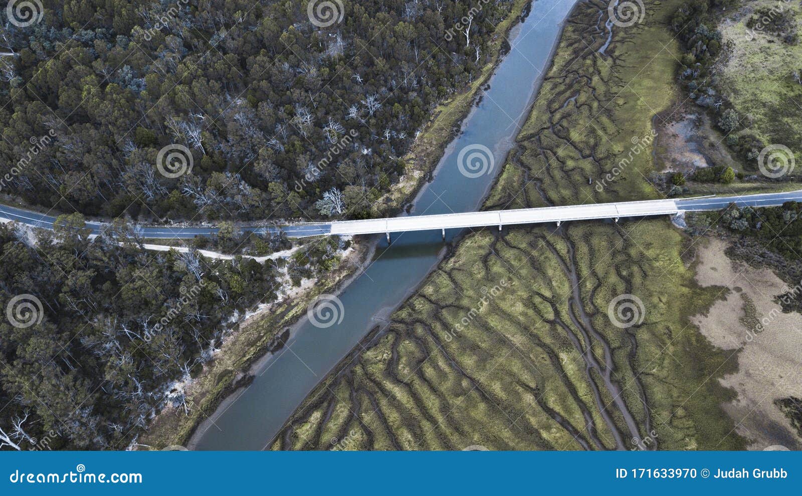 aerial view of river patterns and textures in tasmania