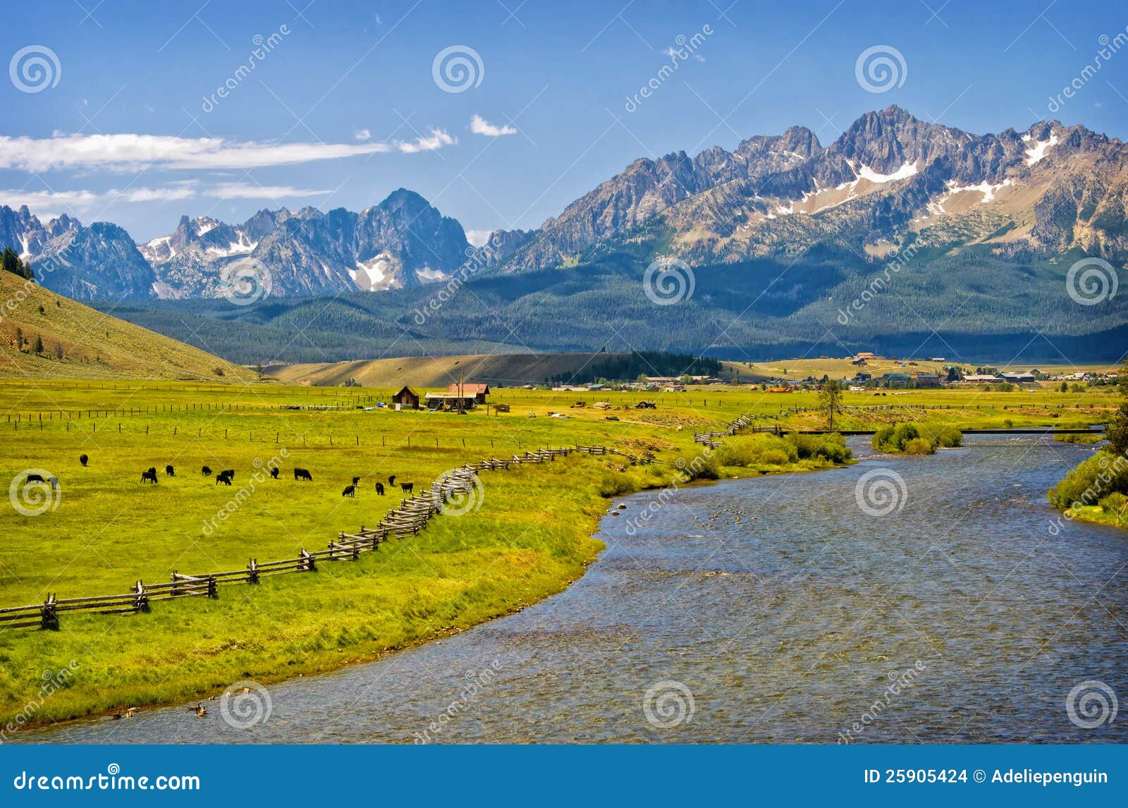 river, ranch and mountains, idaho