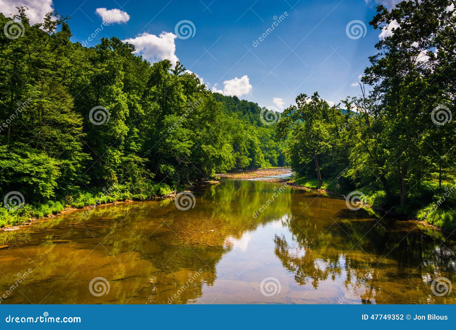 A River in the Rural Potomac Highlands of West Virginia. Stock Photo