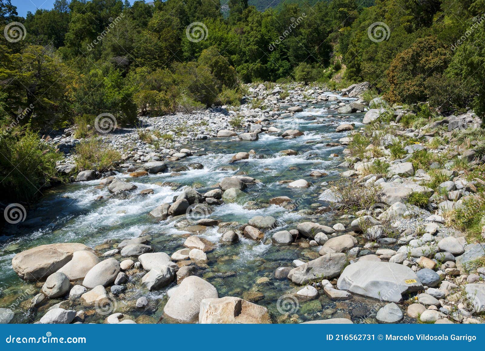 river with a stony bed in the mountain