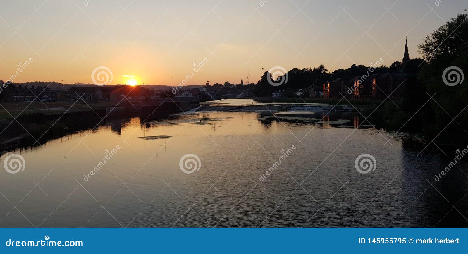 Exeter Sky River Sunset Views Water Bridge Stock Image Image of
