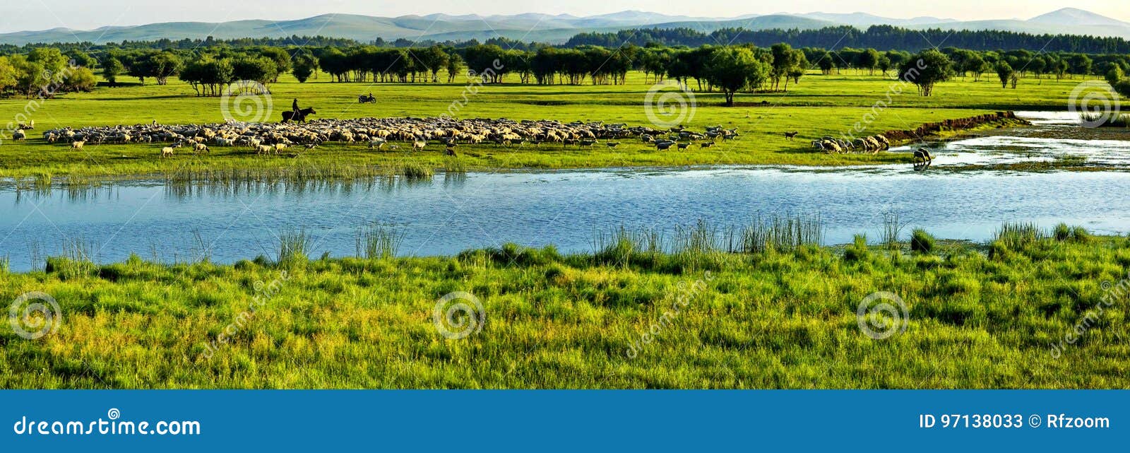 River and vast grassland stock image. Image of cloud 97138033