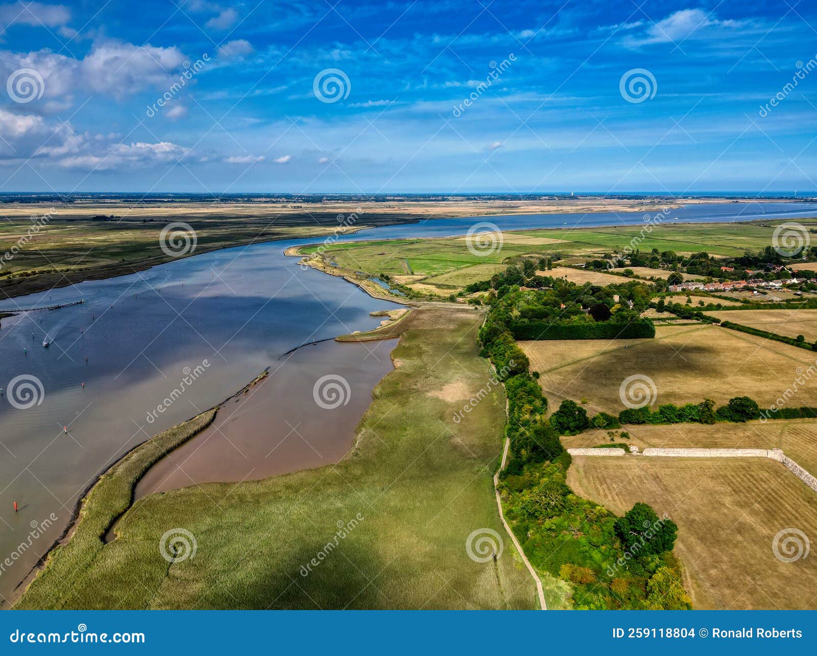 River Waveney, Burgh Castle Aerial View Stock Photo Image of east