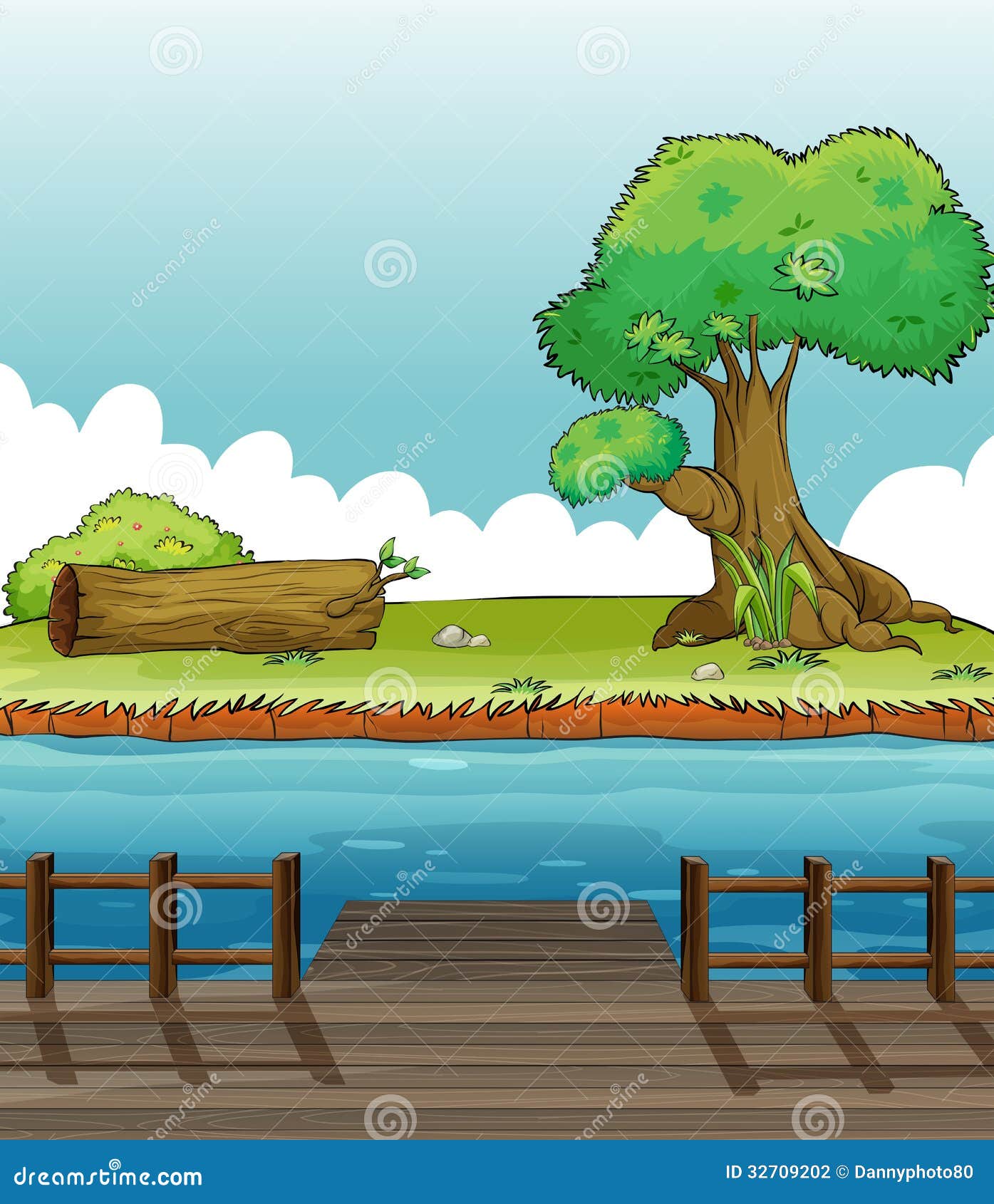 A riverbank view stock vector. Illustration of riverside 32709202