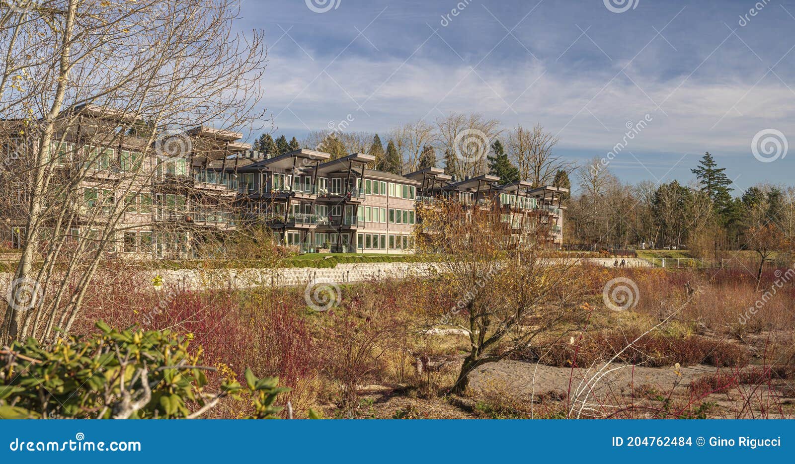 Riverfront Condominiums in Vancouver Washington State Stock Photo