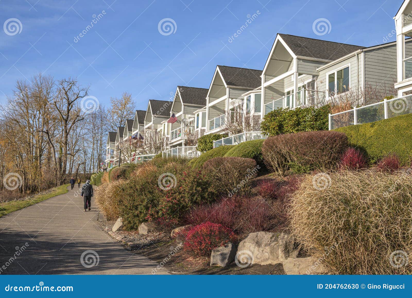 Riverfront Condominiums in Vancouver Washington State Stock Photo