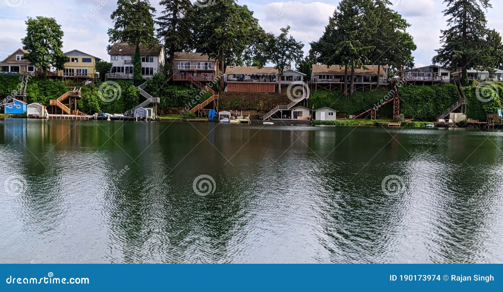 Riverfront Houses Oregon State Stock Photo Image of vacation, oregon
