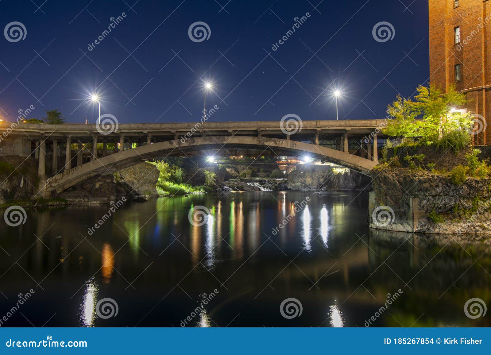  Riverfront  Park  In Spokane  Washington At Night  Stock Photo 