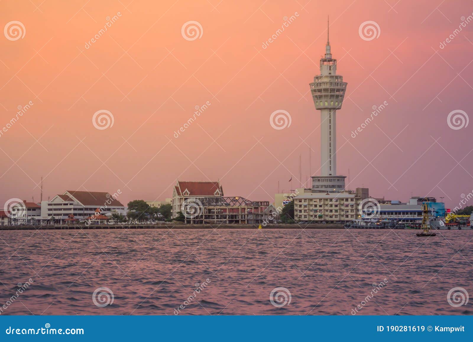 Riverfront View Of Samut Prakan City Hall With New Observation Tower And Boat Pier Samut Prakan Is At The Mouth Of The Chao Stock Image Image Of Attraction Asean