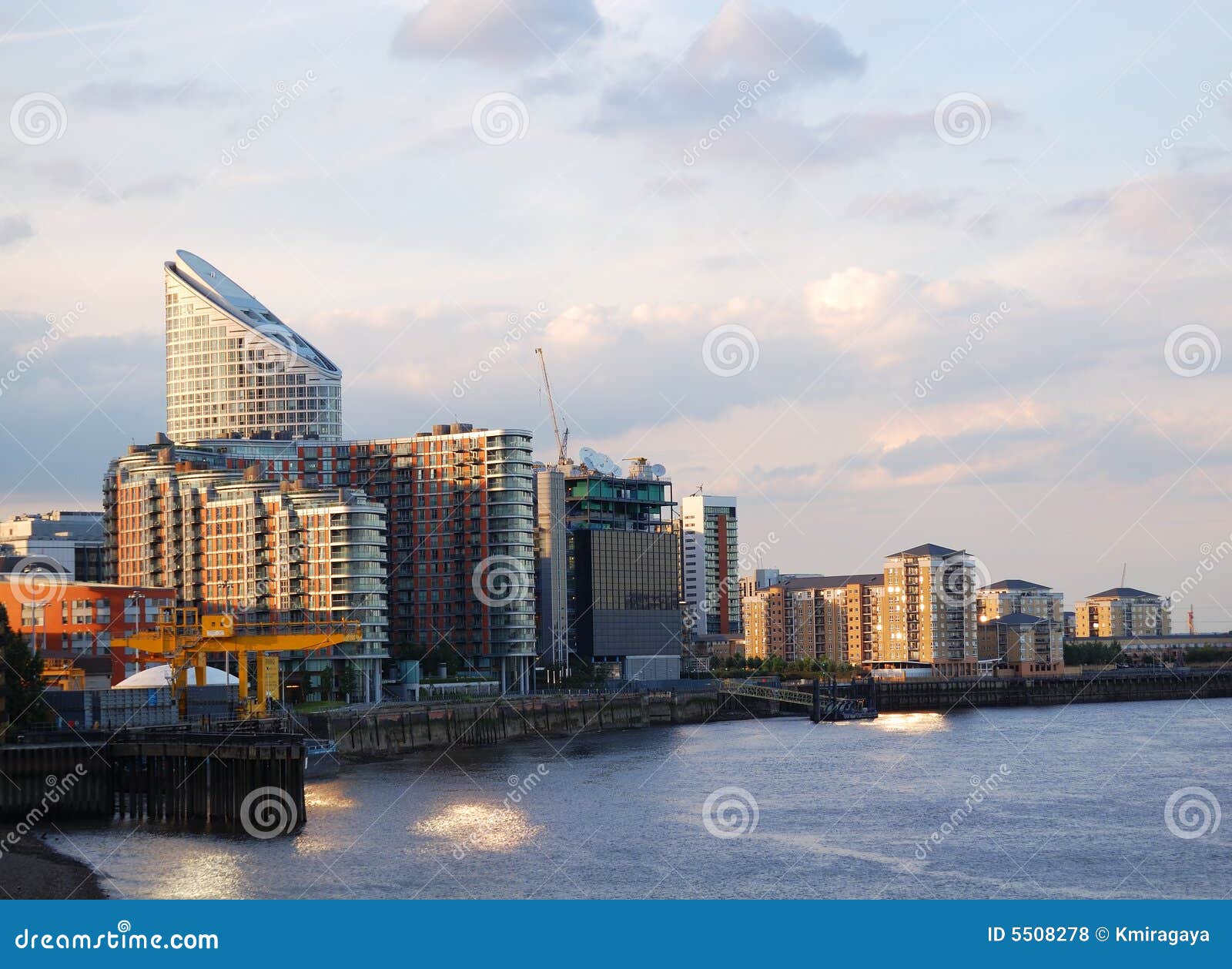 Riverside Apartment Buildings Stock Photo Image of clouds, buildings