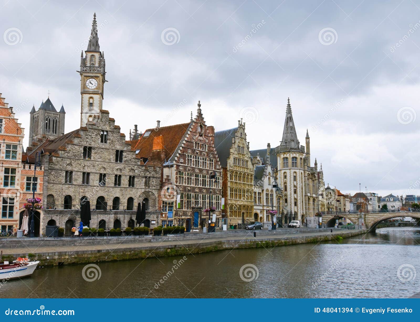 The riverside of Lys is one of the most scenic places in Ghent s old city centre. Belgium