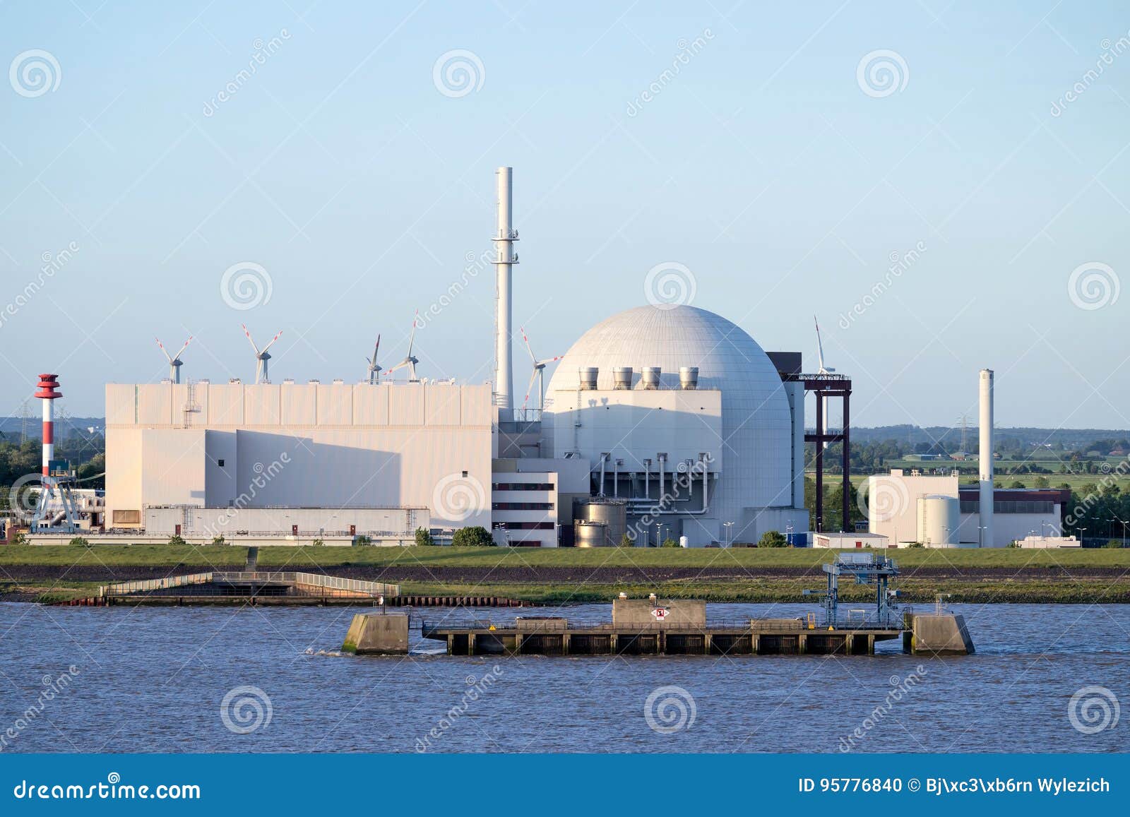 Riverside View Of Brokdorf Nuclear Power Plant, Germany