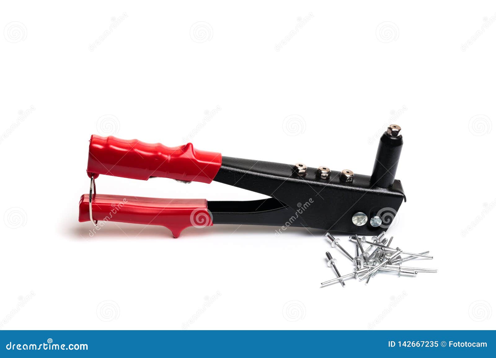 Rivet and Joint Tool with Rivets Isolated on White Background Stock