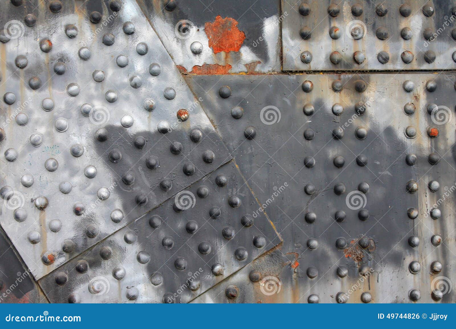 Rivets and Rust Horizontal Industrial Steel Girder Background Stock