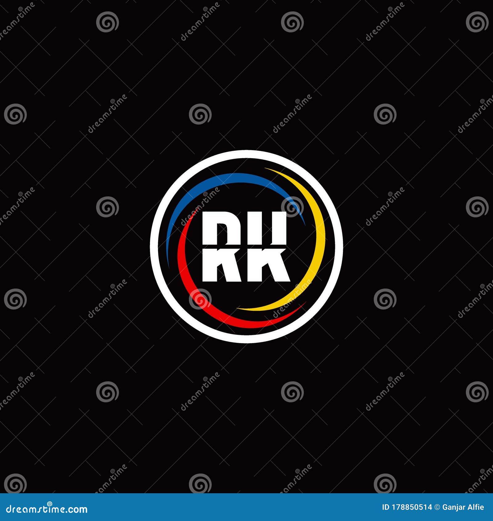 Rk letter logo design with camera icon Royalty Free Vector