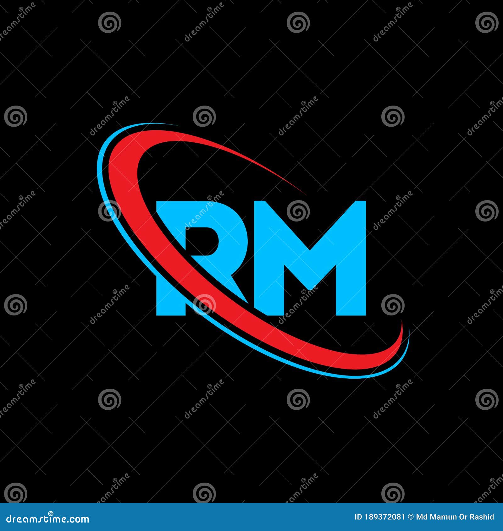 RM R M Letter Logo Design. Initial Letter RM Linked Circle Uppercase