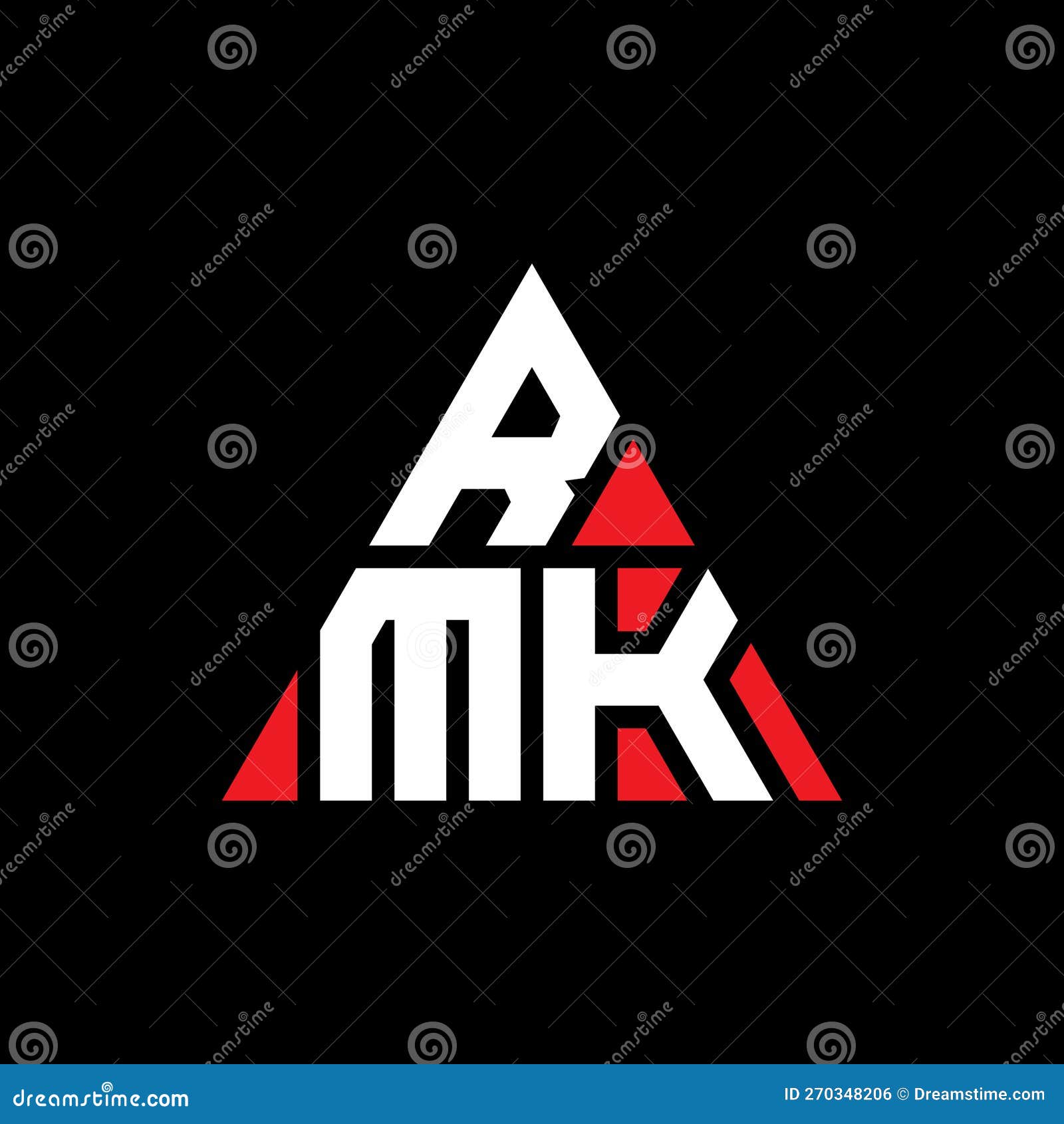 rmk triangle letter logo  with triangle . rmk triangle logo  monogram. rmk triangle  logo template with red