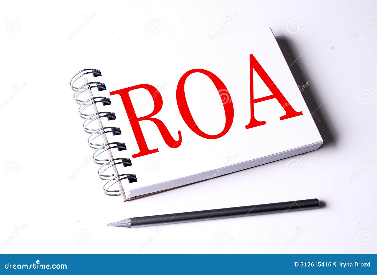 roa word on notebook on white background