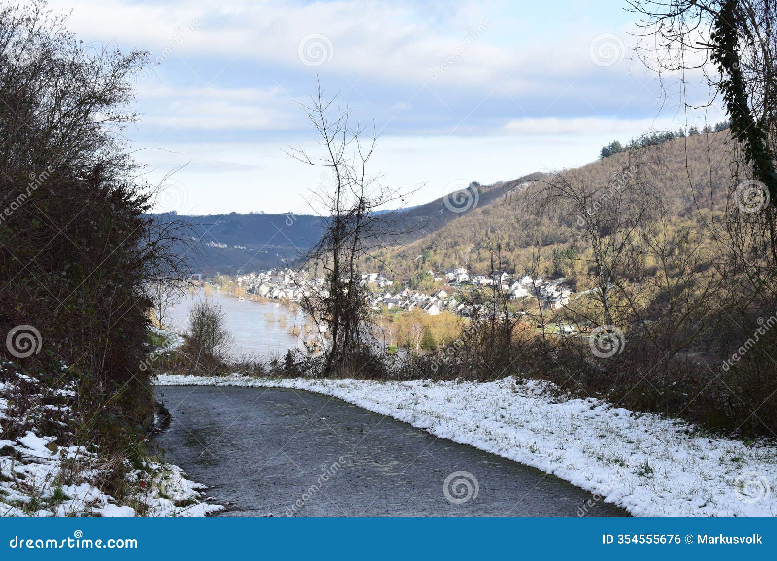 road above the mosel flood at burgen