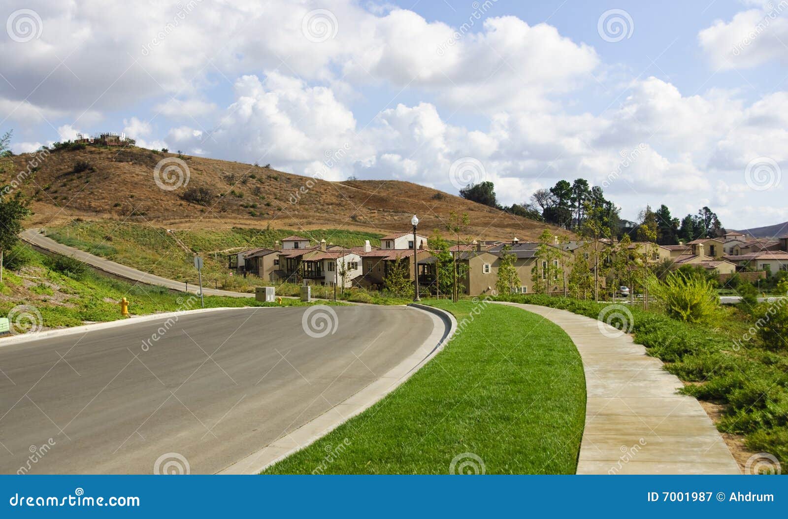 Road Against Hillside stock image. Image of school, street 7001987